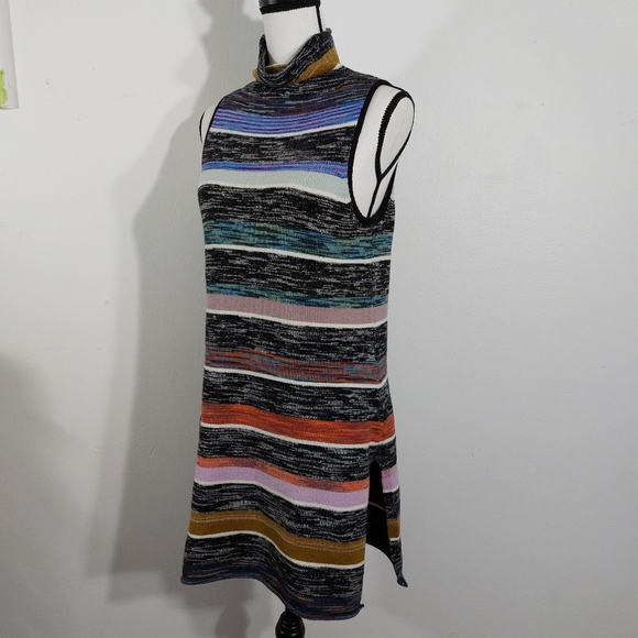 SOLD Anthropologie Maeve Rainbow Striped Knit Tunic Sweater Dress Size M - Picture 7 of 11